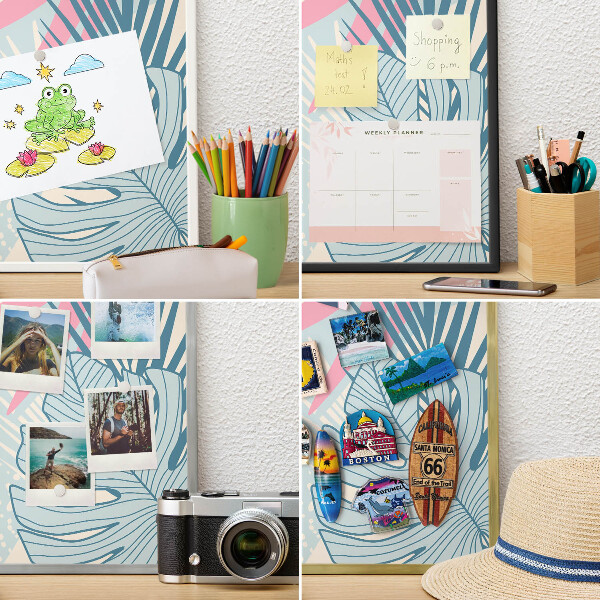 Magnetic board for magnets in a gold frame Tropical abstraction