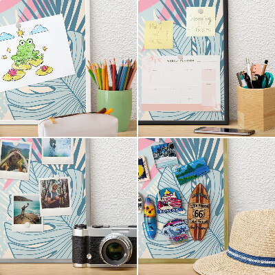 Magnetic board for magnets in a gold frame Tropical abstraction