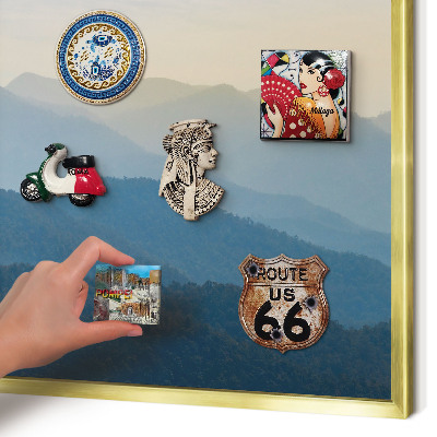 Magnetic board for magnets in a gold frame Mountain views