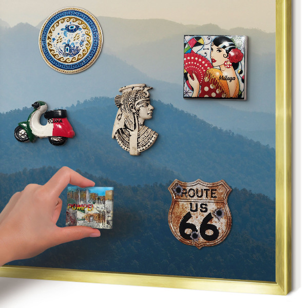 Magnetic board for magnets in a gold frame Mountain views
