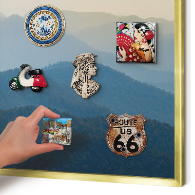 Magnetic board for magnets in a gold frame Mountain views