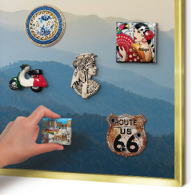 Magnetic board for magnets in a gold frame Mountain views
