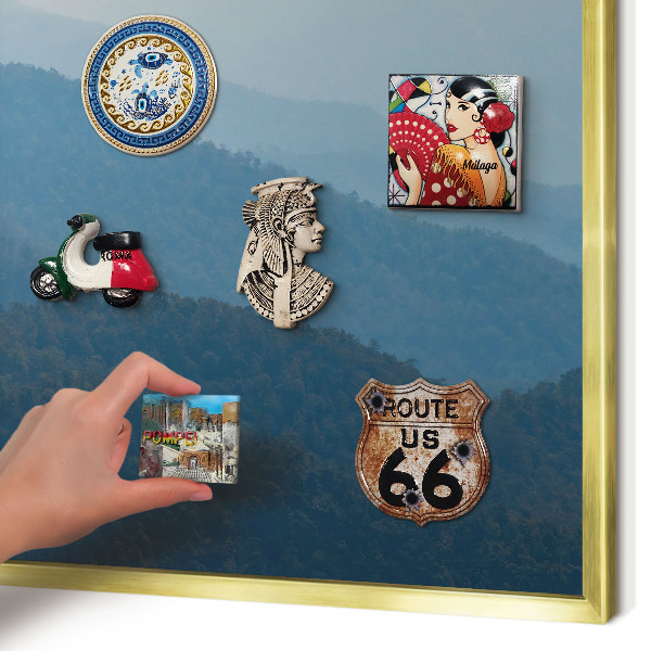 Magnetic board for magnets in a gold frame Mountain views