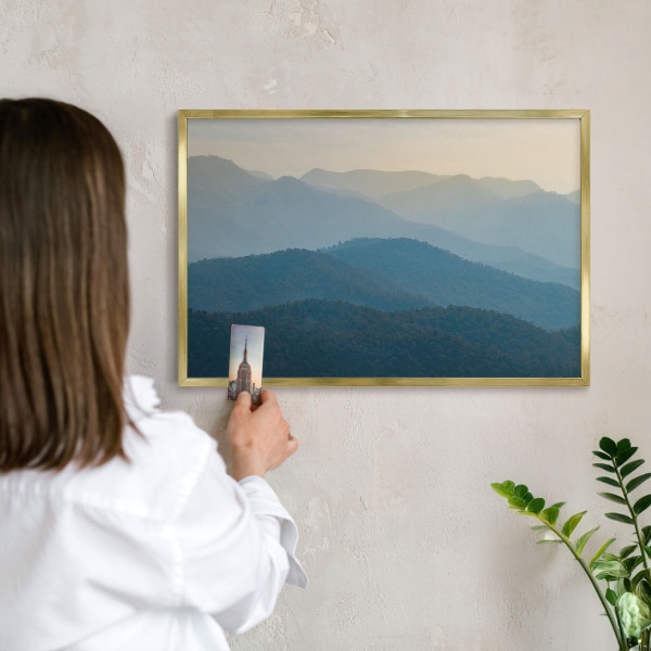 Magnetic board for magnets in a gold frame Mountain views