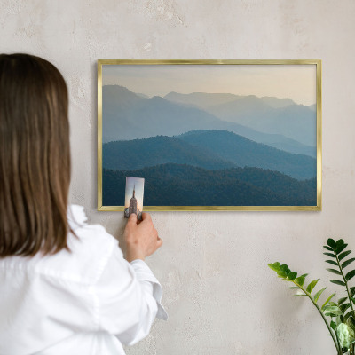 Magnetic board for magnets in a gold frame Mountain views