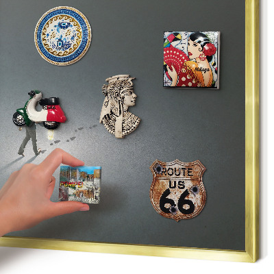 Metal magnet board with a gold frame Night hike
