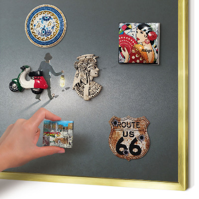 Metal magnet board with a gold frame Night hike