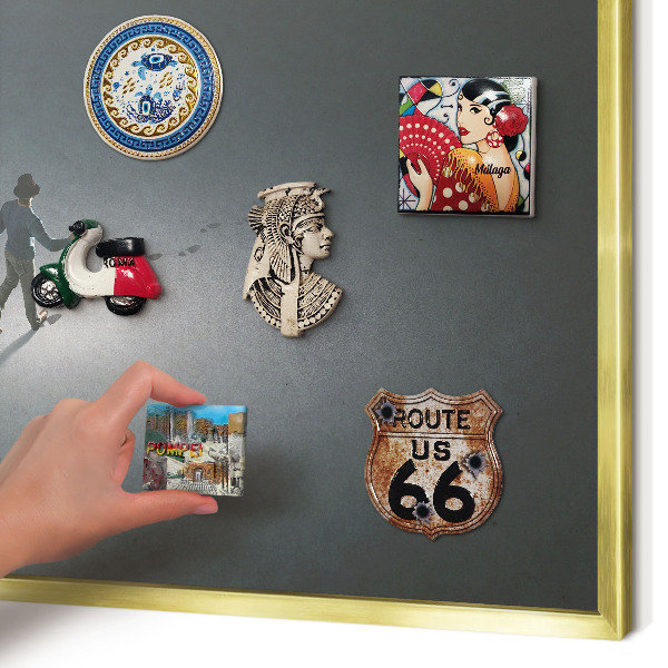 Metal magnet board with a gold frame Night hike