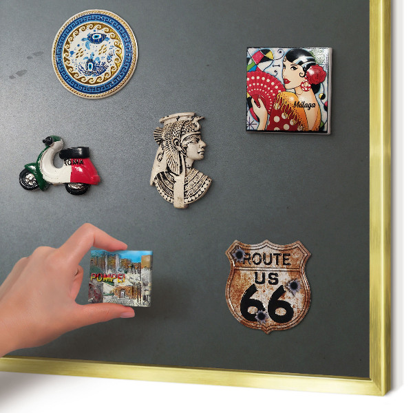 Metal magnet board with a gold frame Night hike