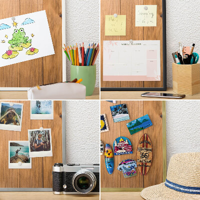 Magnetic board for magnets in a gold frame Wooden texture