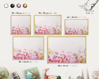 Metal magnet board with a gold frame Pastel flowers