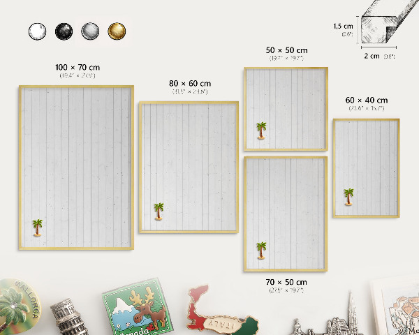 Magnetic board for magnets in a gold frame White boards