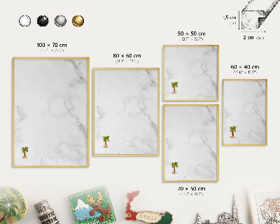 Metal magnet board with a gold frame Elegant marble