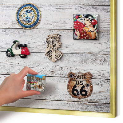 Magnetic board for magnets in a gold frame Rustic wood