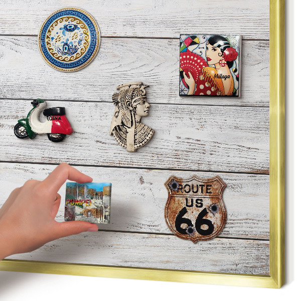 Magnetic board for magnets in a gold frame Rustic wood