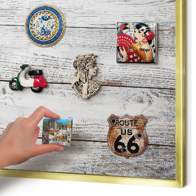 Magnetic board for magnets in a gold frame Rustic wood