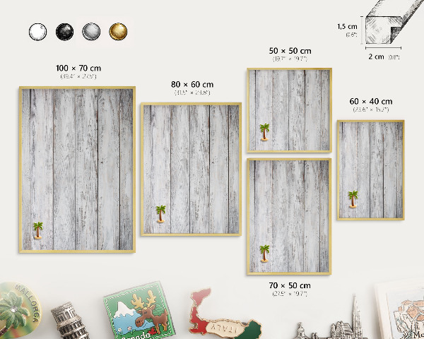 Magnetic board for magnets in a gold frame Rustic wood