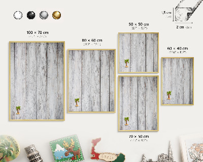 Magnetic board for magnets in a gold frame Rustic wood