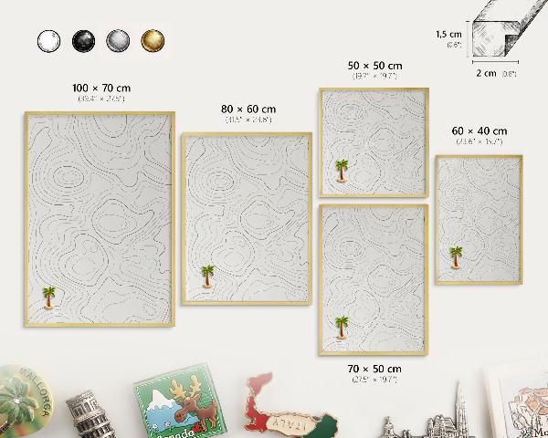 Magnetic board for magnets in a gold frame Geometric elegance