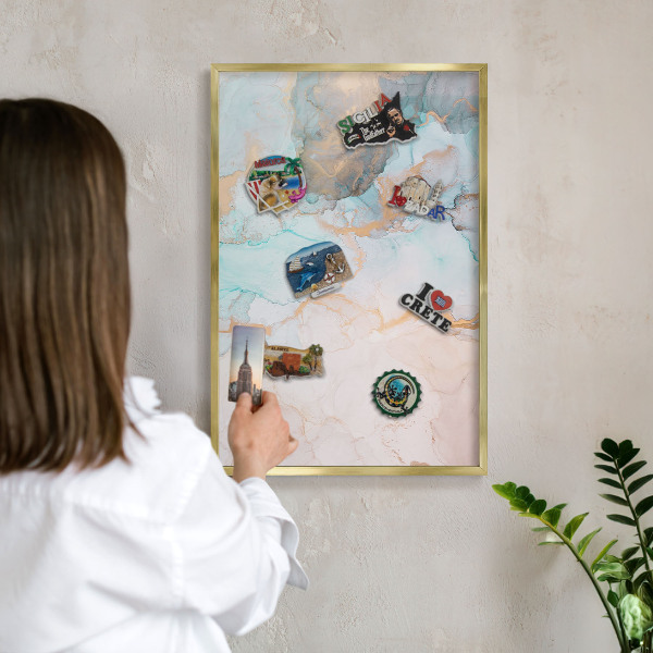 Magnetic board for magnets in a gold frame Pastel forms