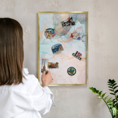 Magnetic board for magnets in a gold frame Pastel forms