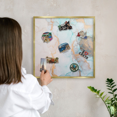 Magnetic board for magnets in a gold frame Pastel forms