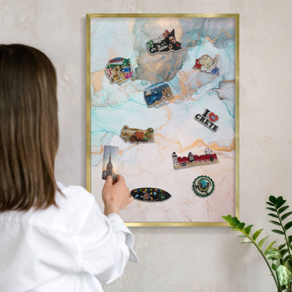 Magnetic board for magnets in a gold frame Pastel forms