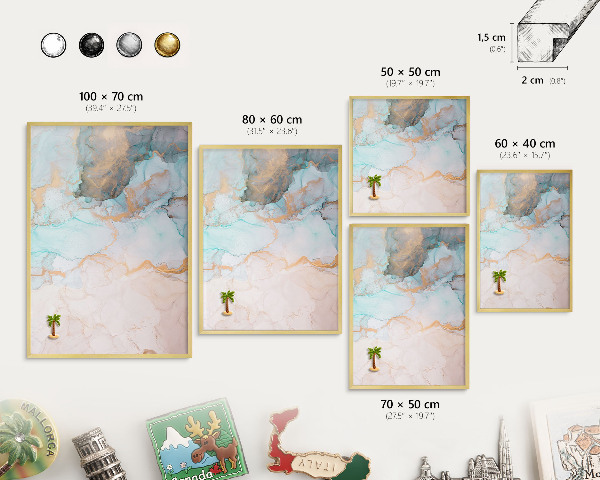Magnetic board for magnets in a gold frame Pastel forms