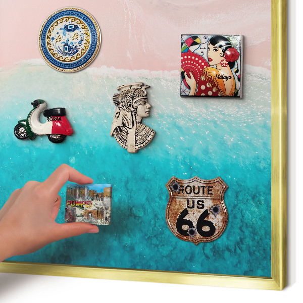 Metal magnet board with a gold frame Summer relaxation