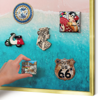 Metal magnet board with a gold frame Summer relaxation