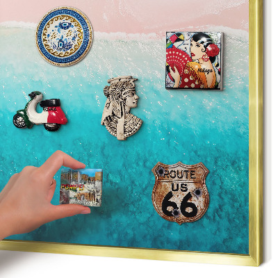 Metal magnet board with a gold frame Summer relaxation