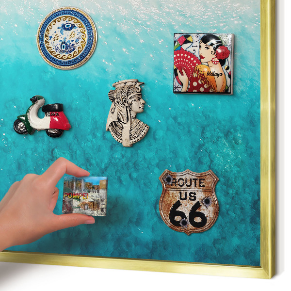Metal magnet board with a gold frame Summer relaxation