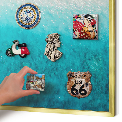 Metal magnet board with a gold frame Summer relaxation