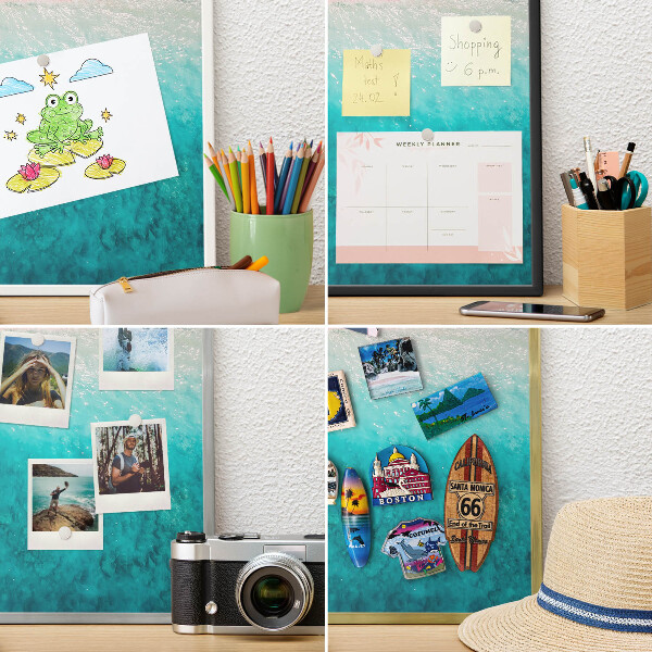 Metal magnet board with a gold frame Summer relaxation