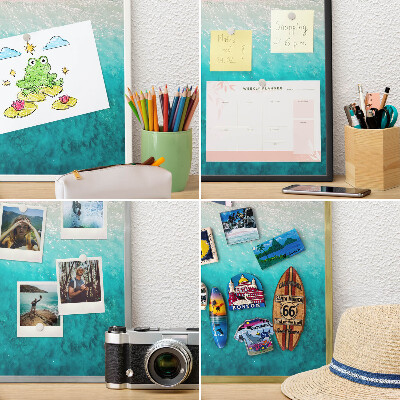 Metal magnet board with a gold frame Summer relaxation