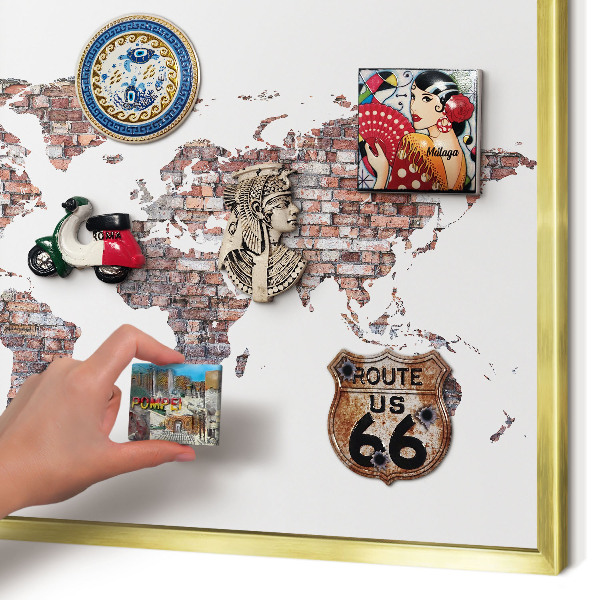 Magnetic board for magnets in a gold frame Brick world