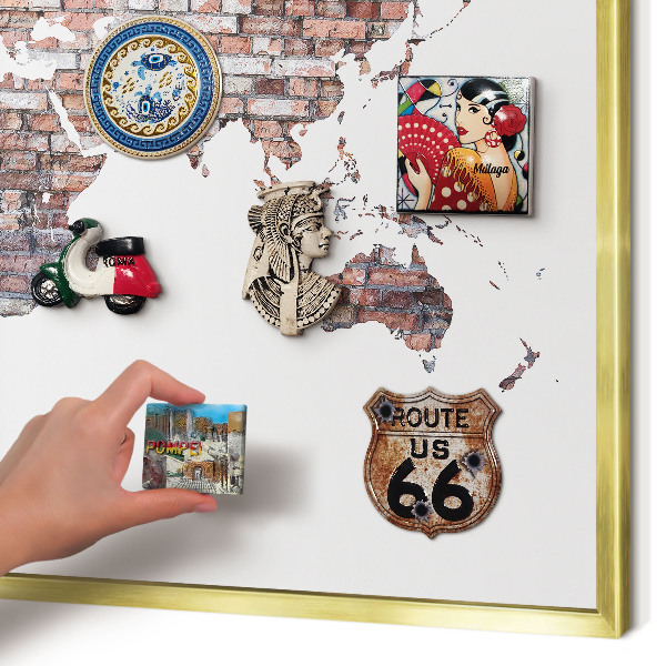 Magnetic board for magnets in a gold frame Brick world