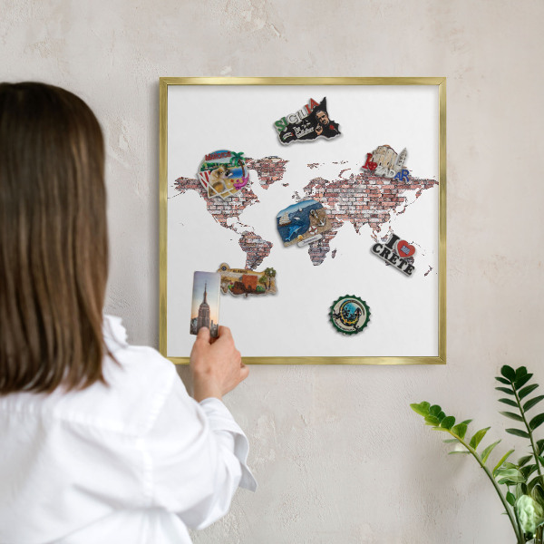 Magnetic board for magnets in a gold frame Brick world