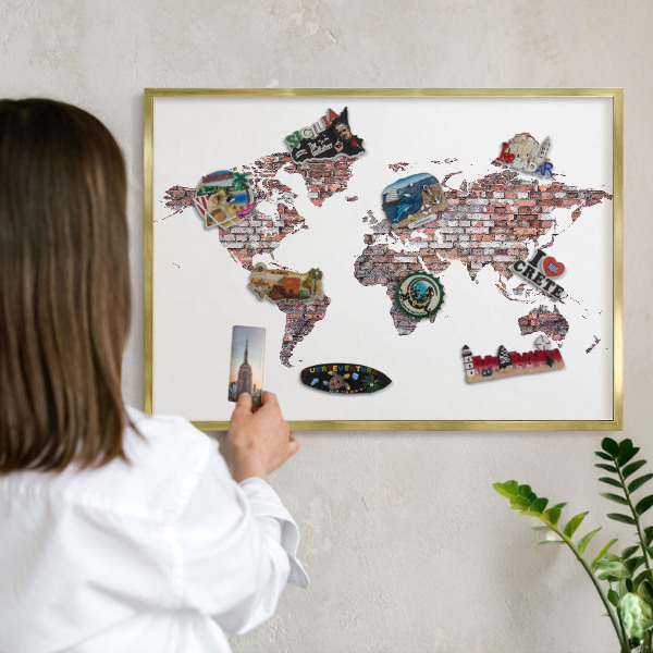 Magnetic board for magnets in a gold frame Brick world