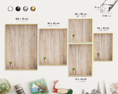 Metal magnet board with a gold frame Wooden boards