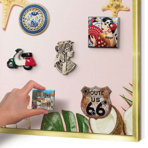 Magnetic board for magnets in a gold frame Tropical vacation