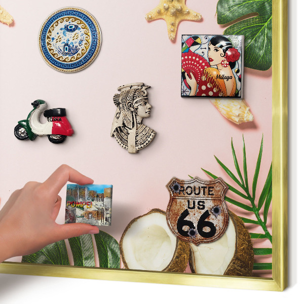 Magnetic board for magnets in a gold frame Tropical vacation