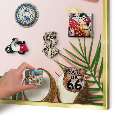 Magnetic board for magnets in a gold frame Tropical vacation