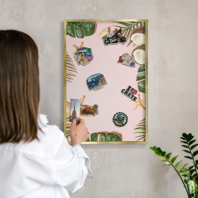 Magnetic board for magnets in a gold frame Tropical vacation