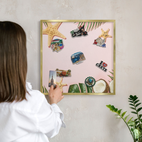 Magnetic board for magnets in a gold frame Tropical vacation