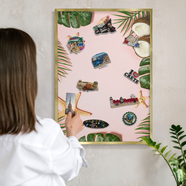Magnetic board for magnets in a gold frame Tropical vacation