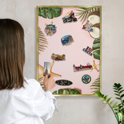 Magnetic board for magnets in a gold frame Tropical vacation