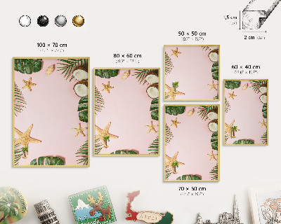Magnetic board for magnets in a gold frame Tropical vacation