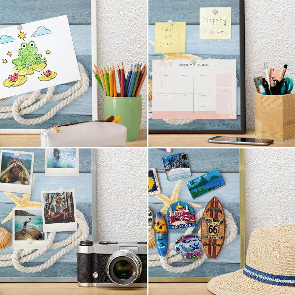 Metal magnet board with a gold frame Maritime climate