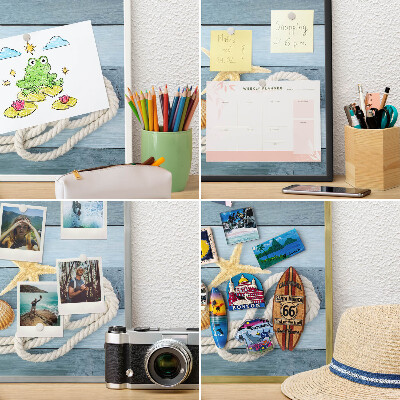 Metal magnet board with a gold frame Maritime climate